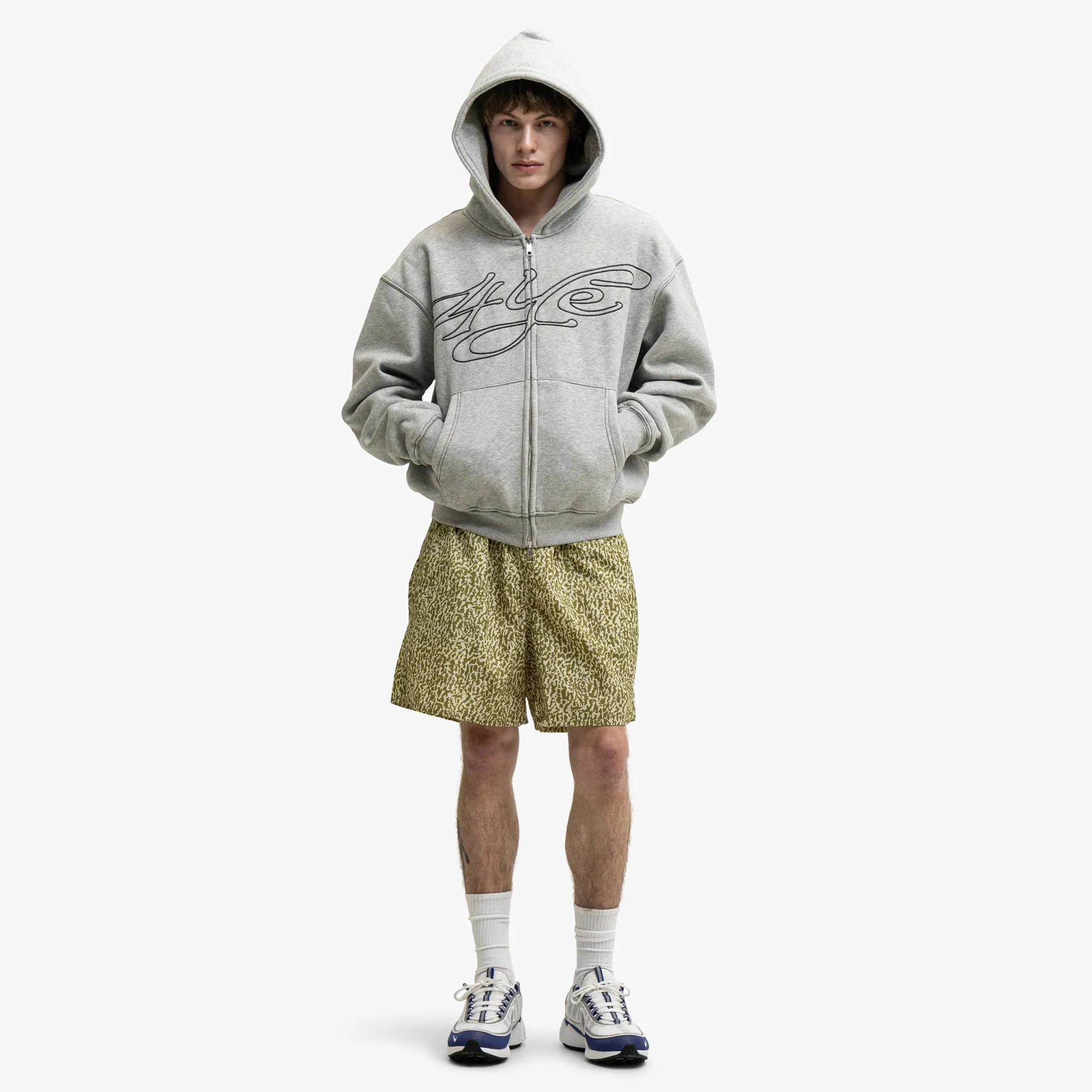 4YE Signature Zip Hoodie Grey/White