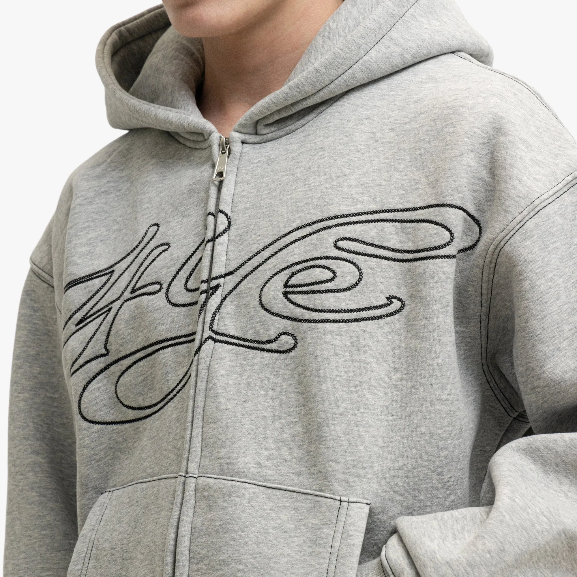 4YE Signature Zip Hoodie Grey/White