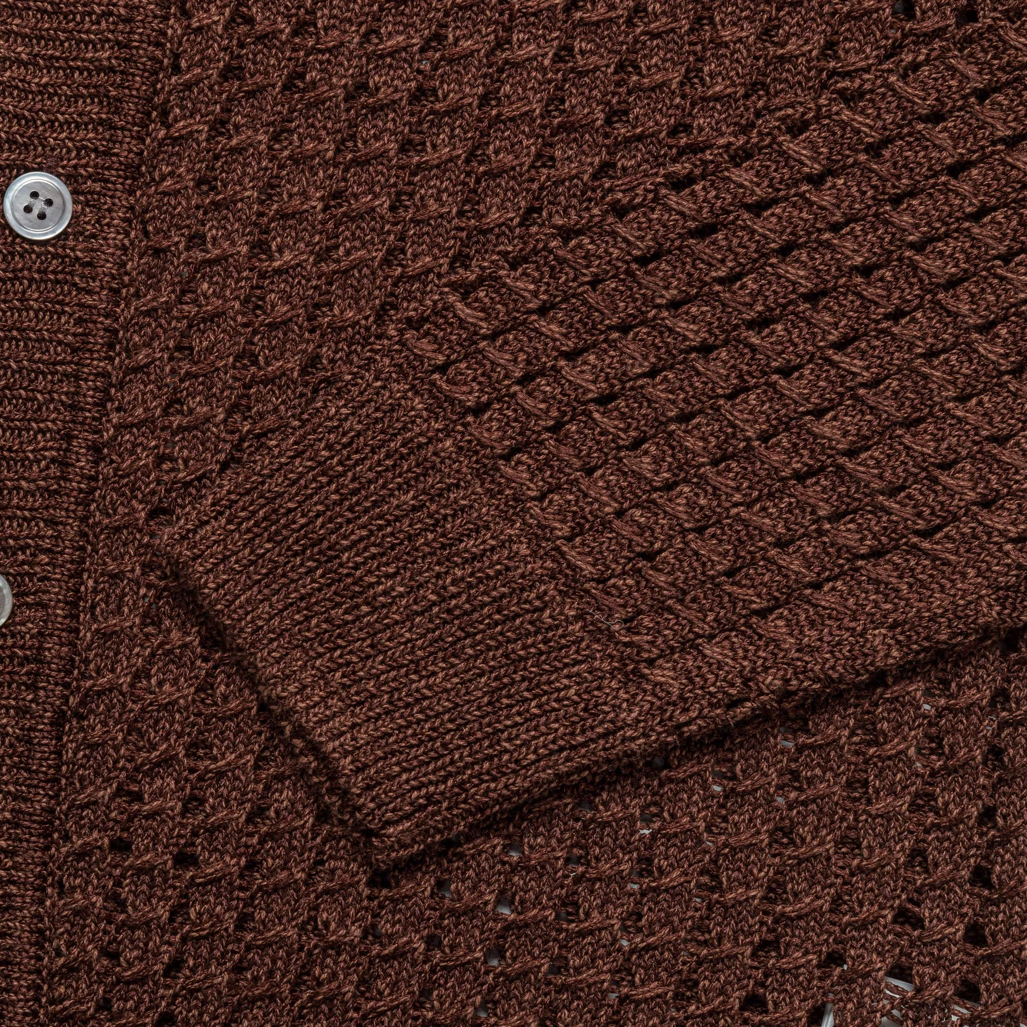 5G Bright Mesh Polo Cardigan - Brown