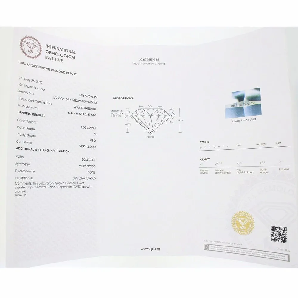 9ct Gold 1.00ct Brilliant Cut Lab Grown Diamond Solitaire Ring D VS 2