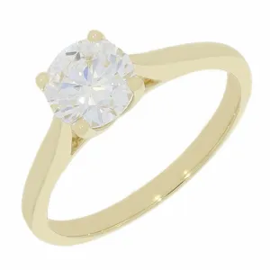 9ct Gold 1.00ct Brilliant Cut Lab Grown Diamond Solitaire Ring D VS 2