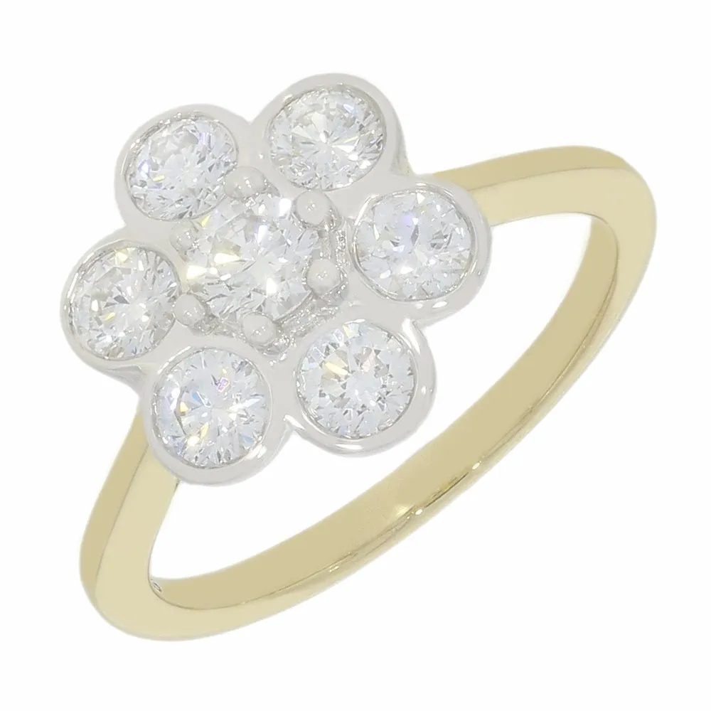 9ct Gold 1.03ct Lab Grown Diamond Daisy Cluster Ring F VS