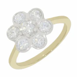 9ct Gold 1.03ct Lab Grown Diamond Daisy Cluster Ring F VS