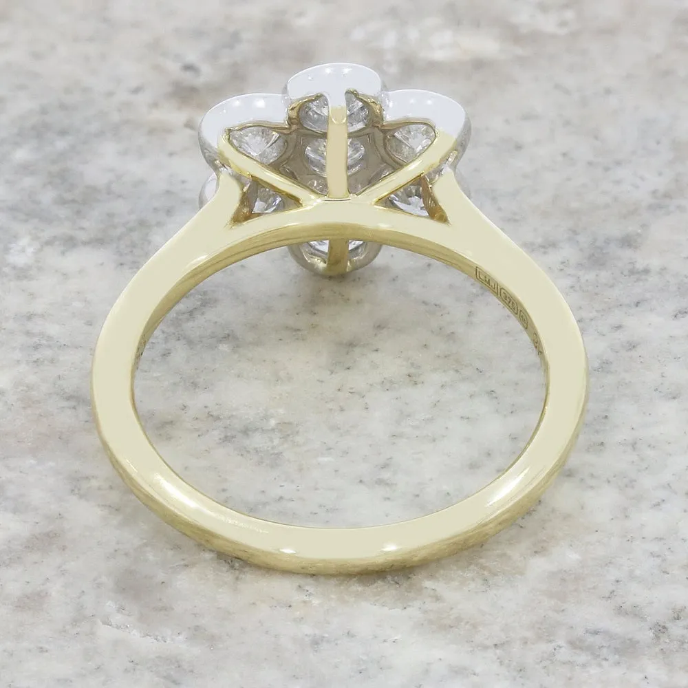 9ct Gold 1.03ct Lab Grown Diamond Daisy Cluster Ring F VS
