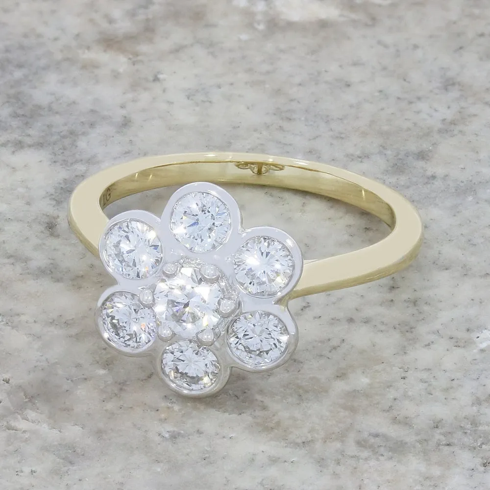9ct Gold 1.03ct Lab Grown Diamond Daisy Cluster Ring F VS