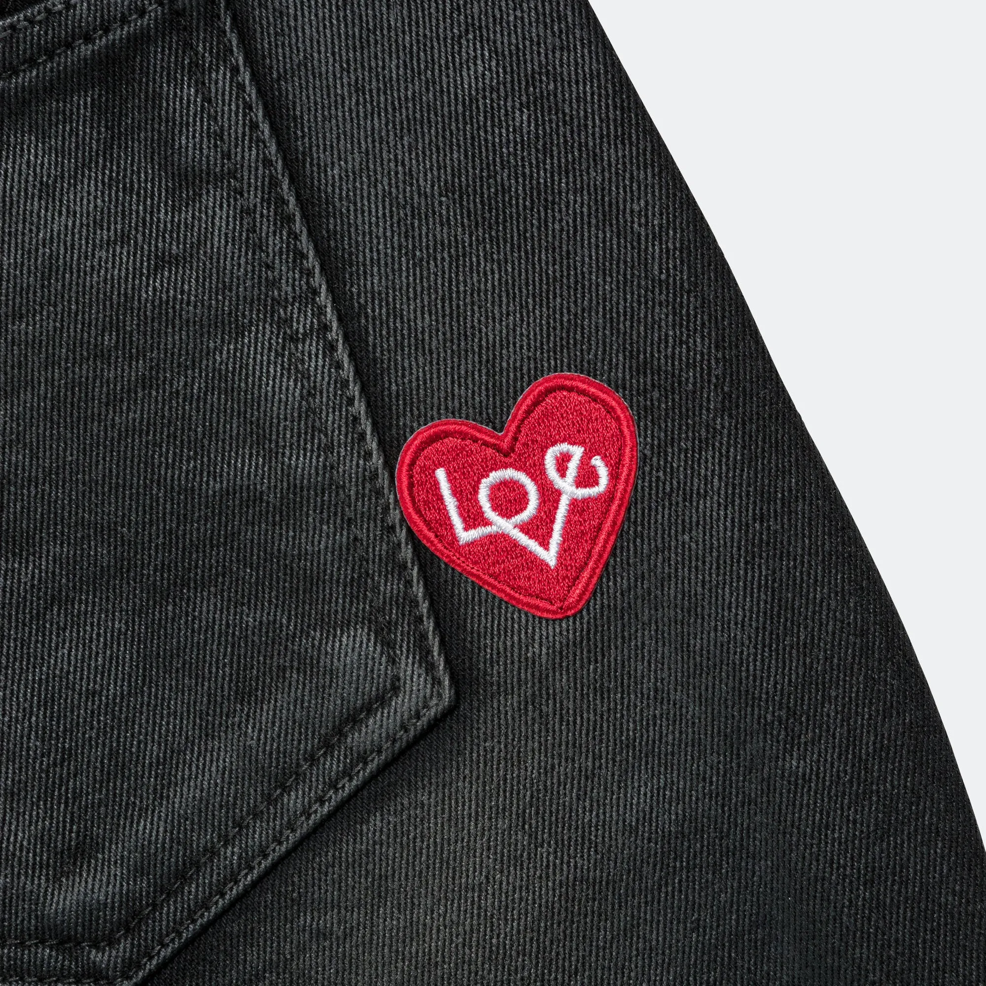 ADSB Patch Spray Washed Wide Leg Jeans - Black
