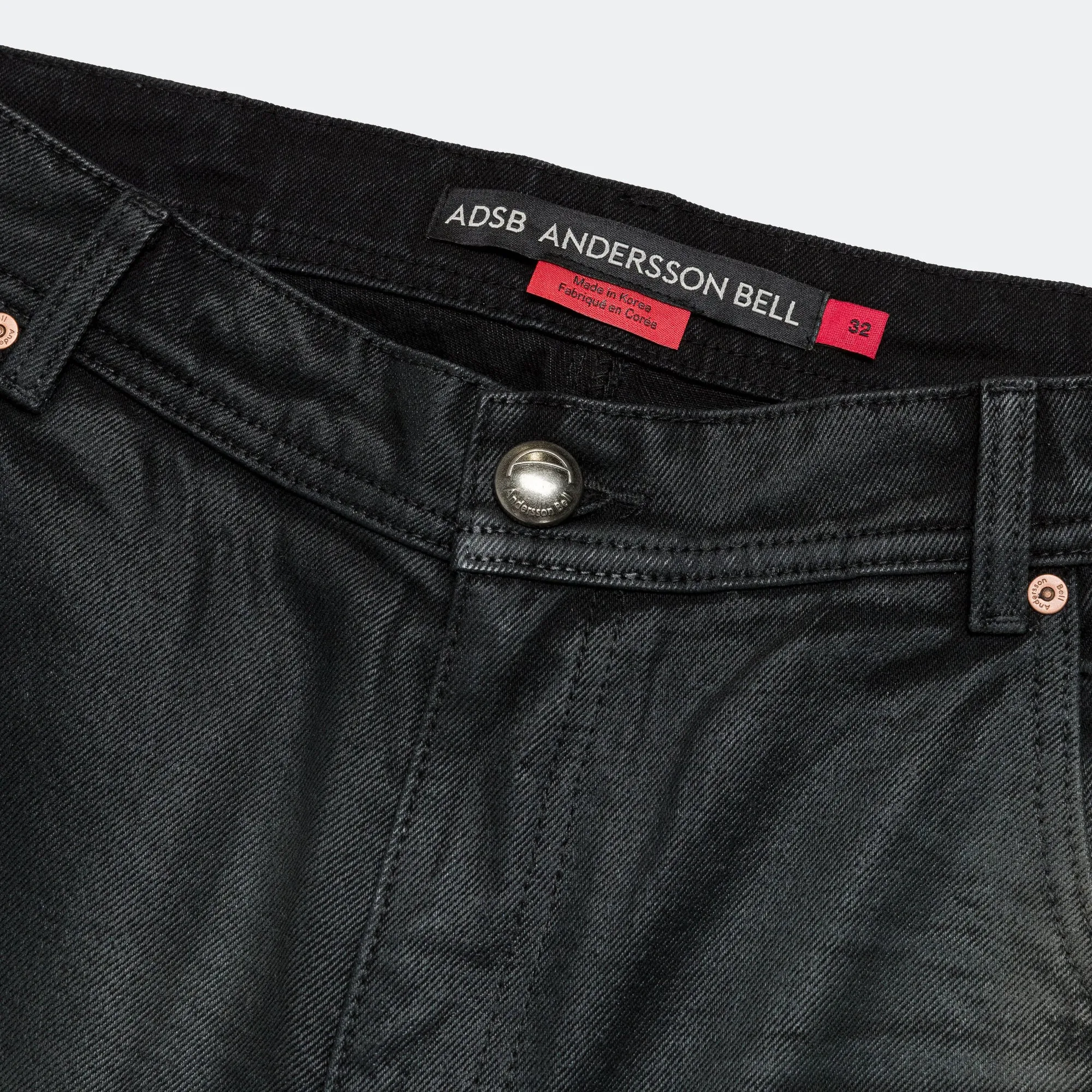 ADSB Patch Spray Washed Wide Leg Jeans - Black