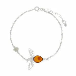 Amber Sterling Silver Ladies Bee Bracelet