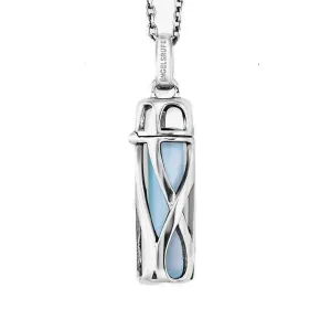 Angel Whisperer Pale Blue Agate Powerful Stone Necklace ERN-HEAL-BA-S