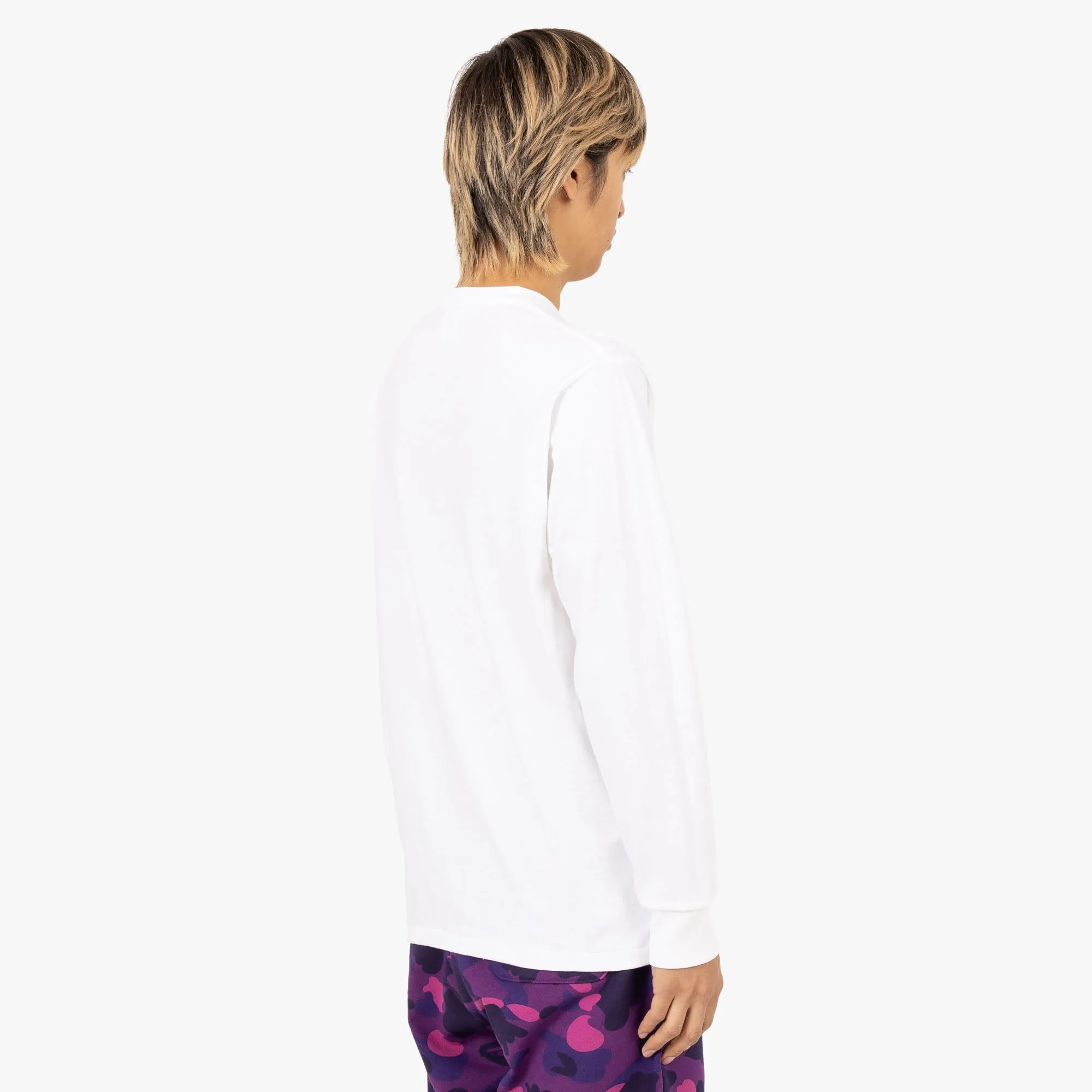 BAPE Liquid Camo College Long Sleeve Shirt / White