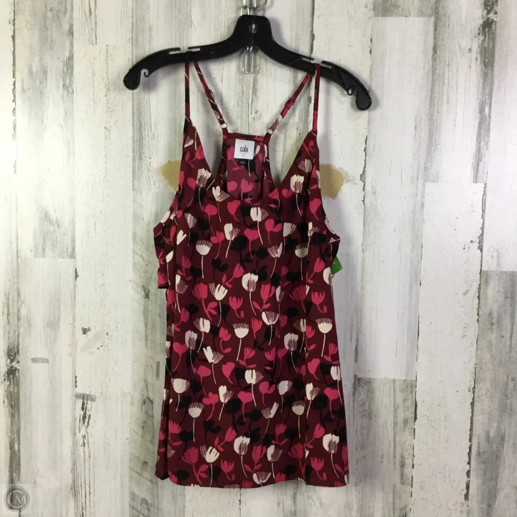 Blouse Sleeveless By Cabi In Red & White, Size: L