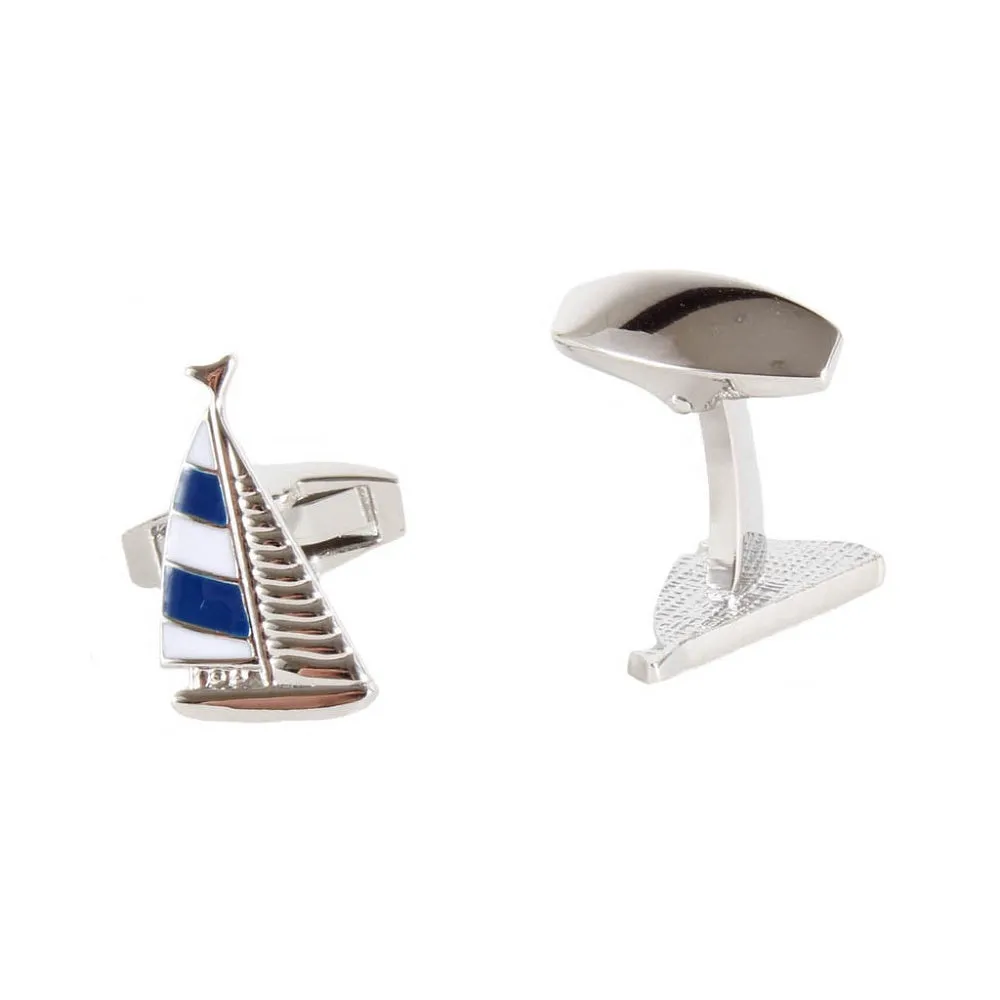 Blue Yacht Rhodium Plate Mens Cufflinks 901087