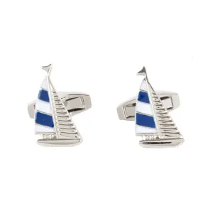 Blue Yacht Rhodium Plate Mens Cufflinks 901087