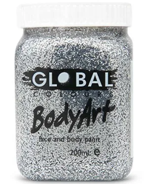 BodyArt Silver Body Glitter Paint Jar 200ml