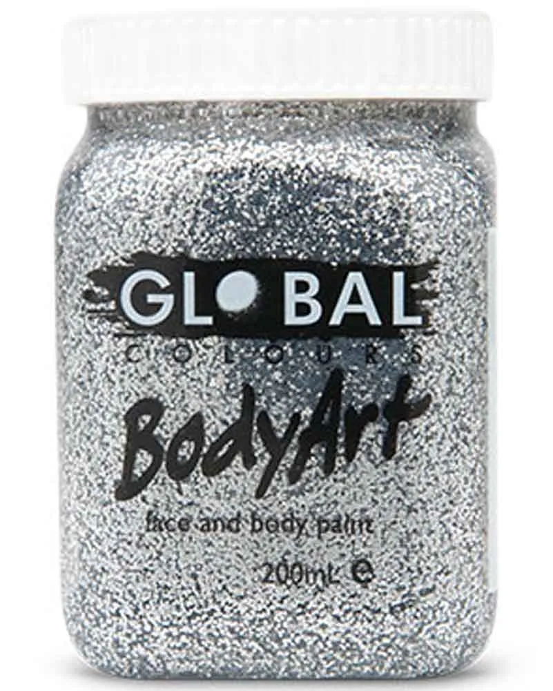 BodyArt Silver Body Glitter Paint Jar 200ml