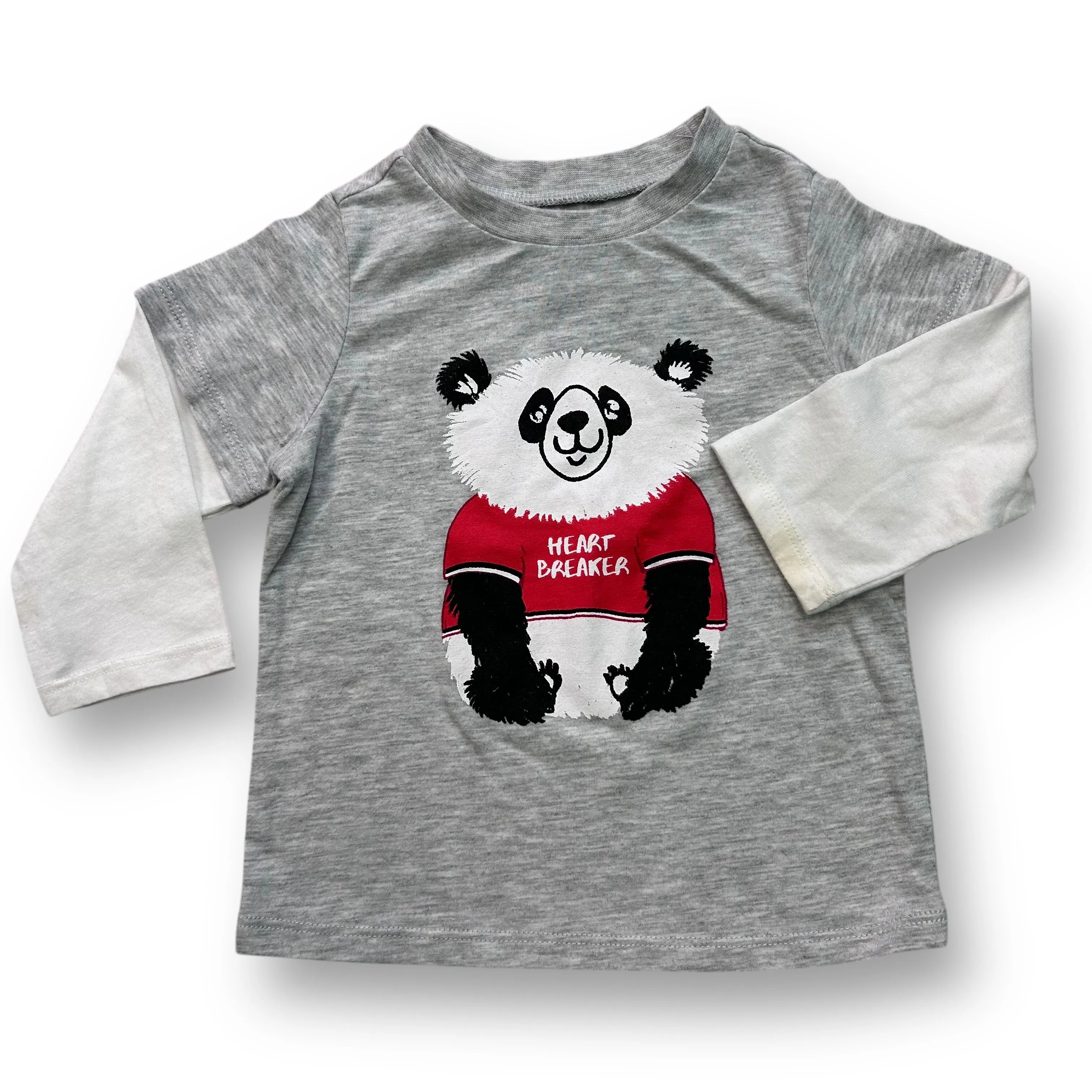 Boys First Impressions Size 18 Months Gray Heart Breaker Panda Shirt