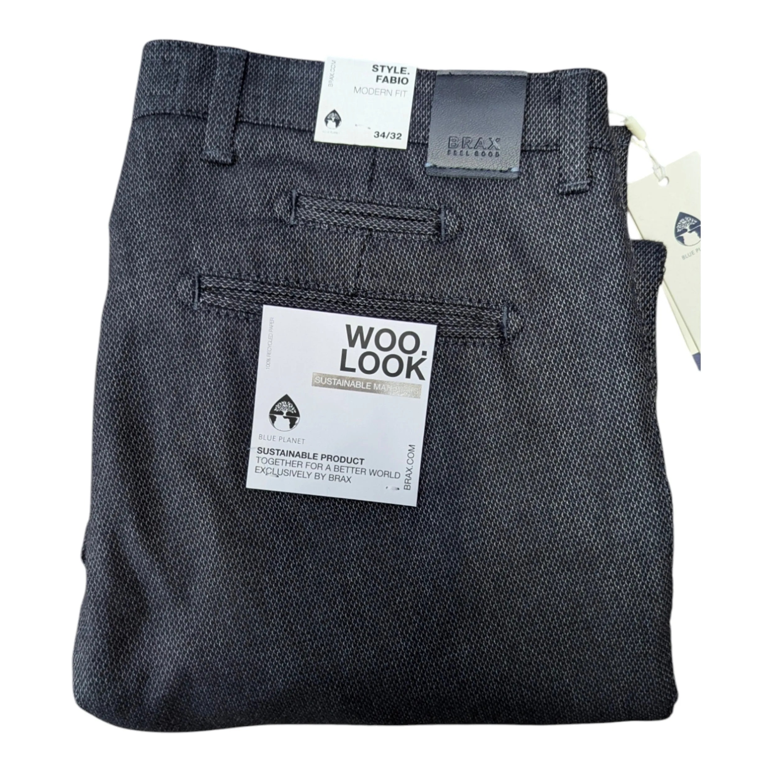 Brax Fabio Wool Look Modern Fit Chinos 85-1858 - Navy