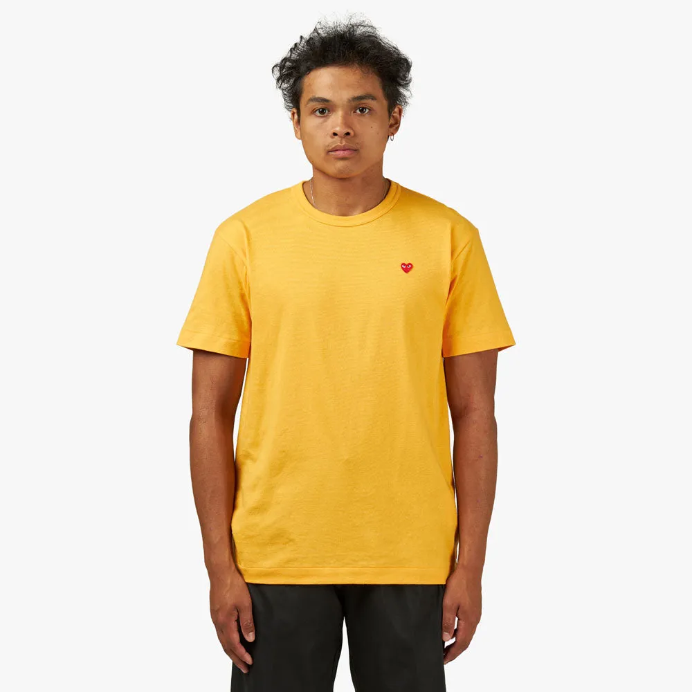 COMME des GARCONS PLAY Small Red Heart T-Shirt / Yellow