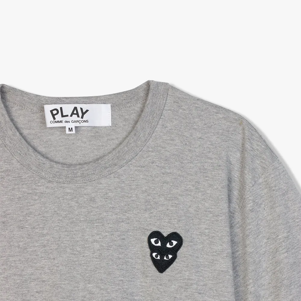 COMME des GARÇONS PLAY Double Black Heart T-shirt / Grey