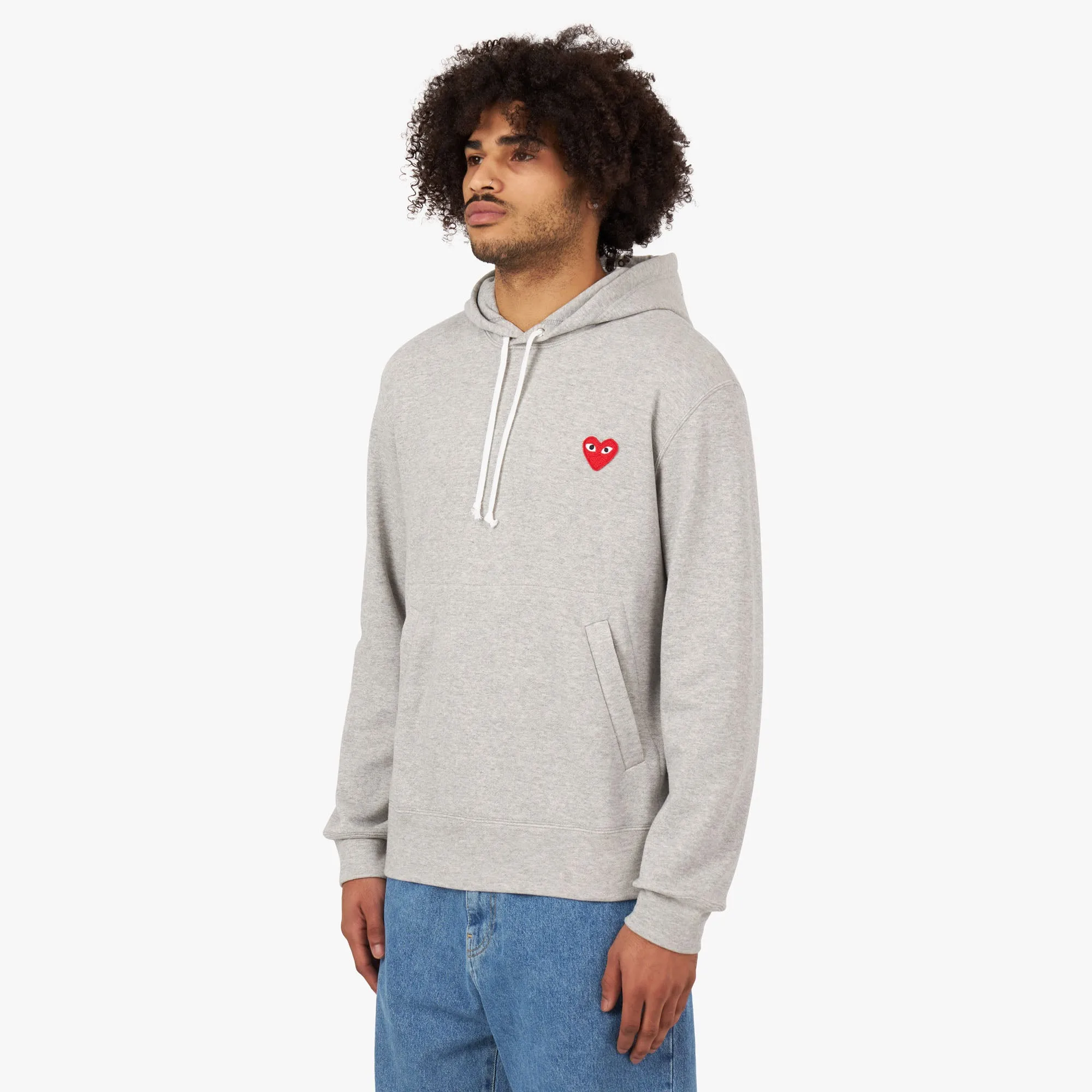 COMME des GARÇONS PLAY Red Heart Pullover Hoodie / Grey