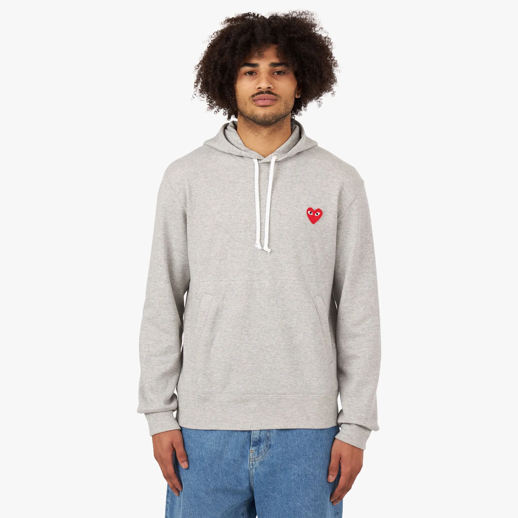 COMME des GARÇONS PLAY Red Heart Pullover Hoodie / Grey
