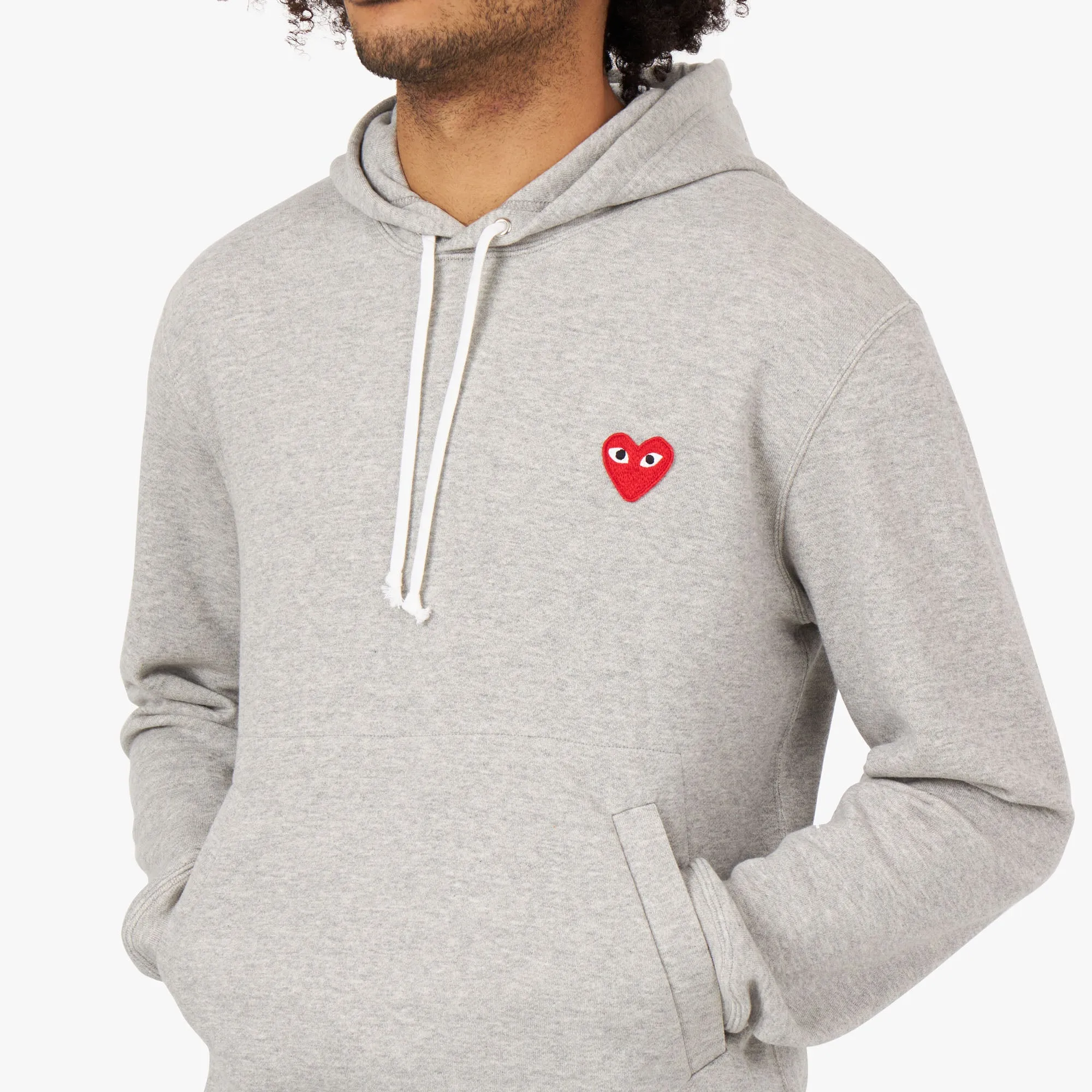 COMME des GARÇONS PLAY Red Heart Pullover Hoodie / Grey