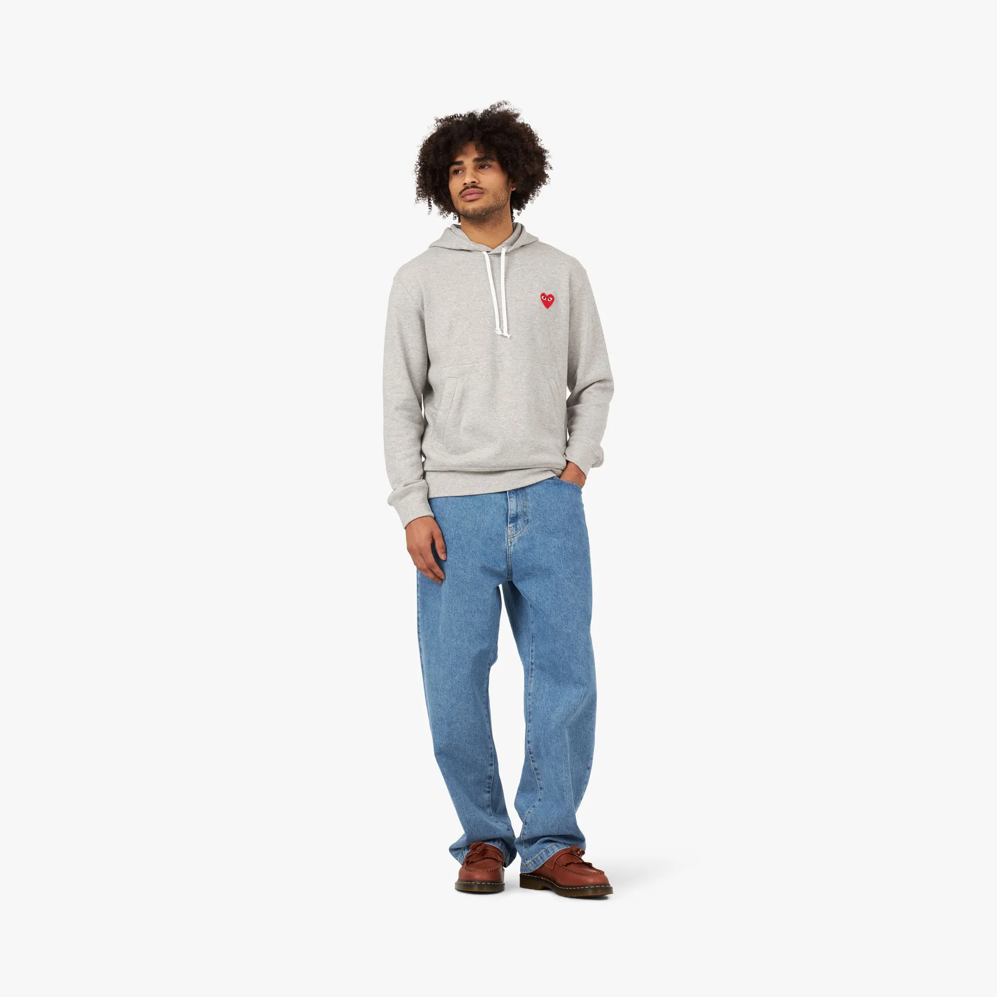 COMME des GARÇONS PLAY Red Heart Pullover Hoodie / Grey