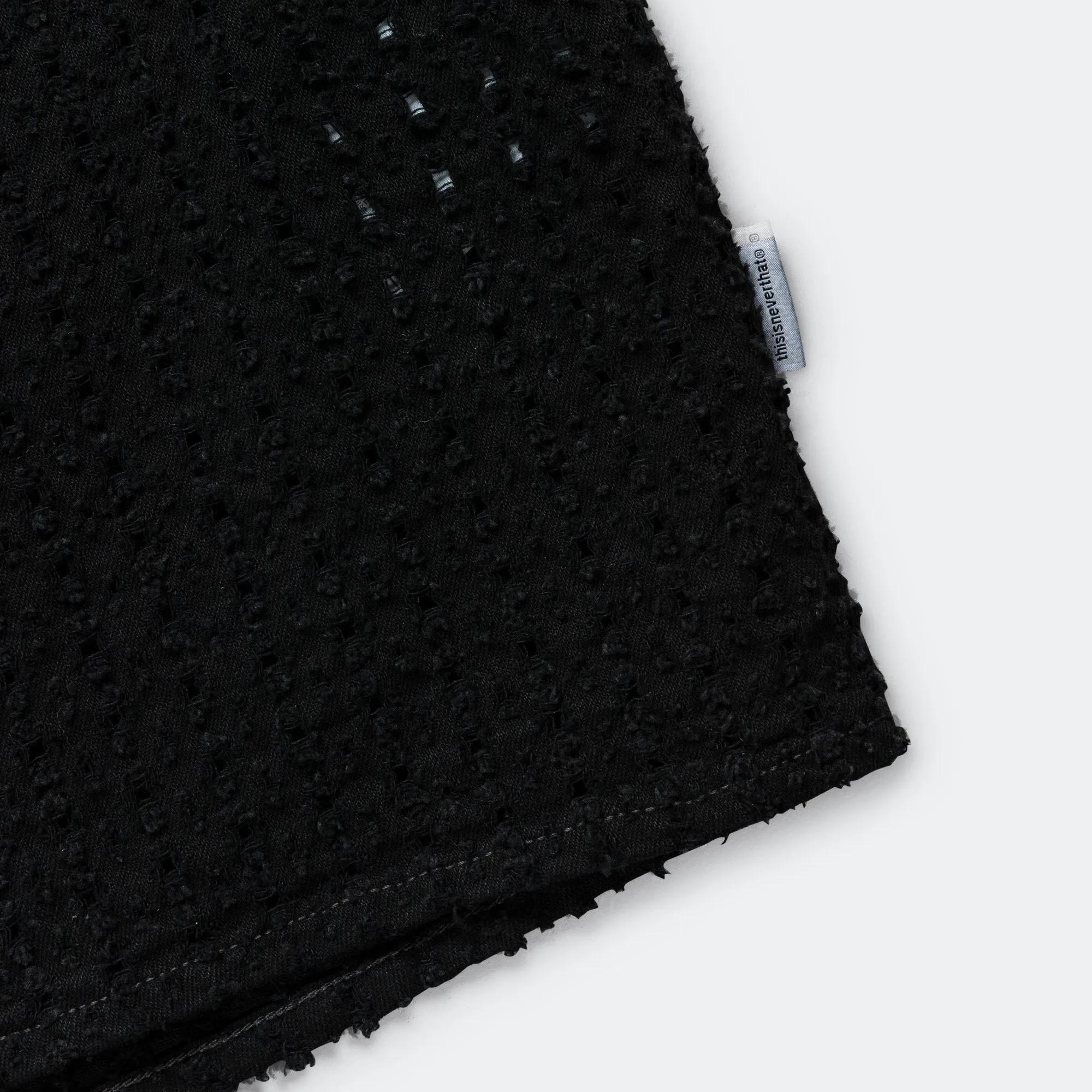 Damaged Denim Zip SS Shirt - Black