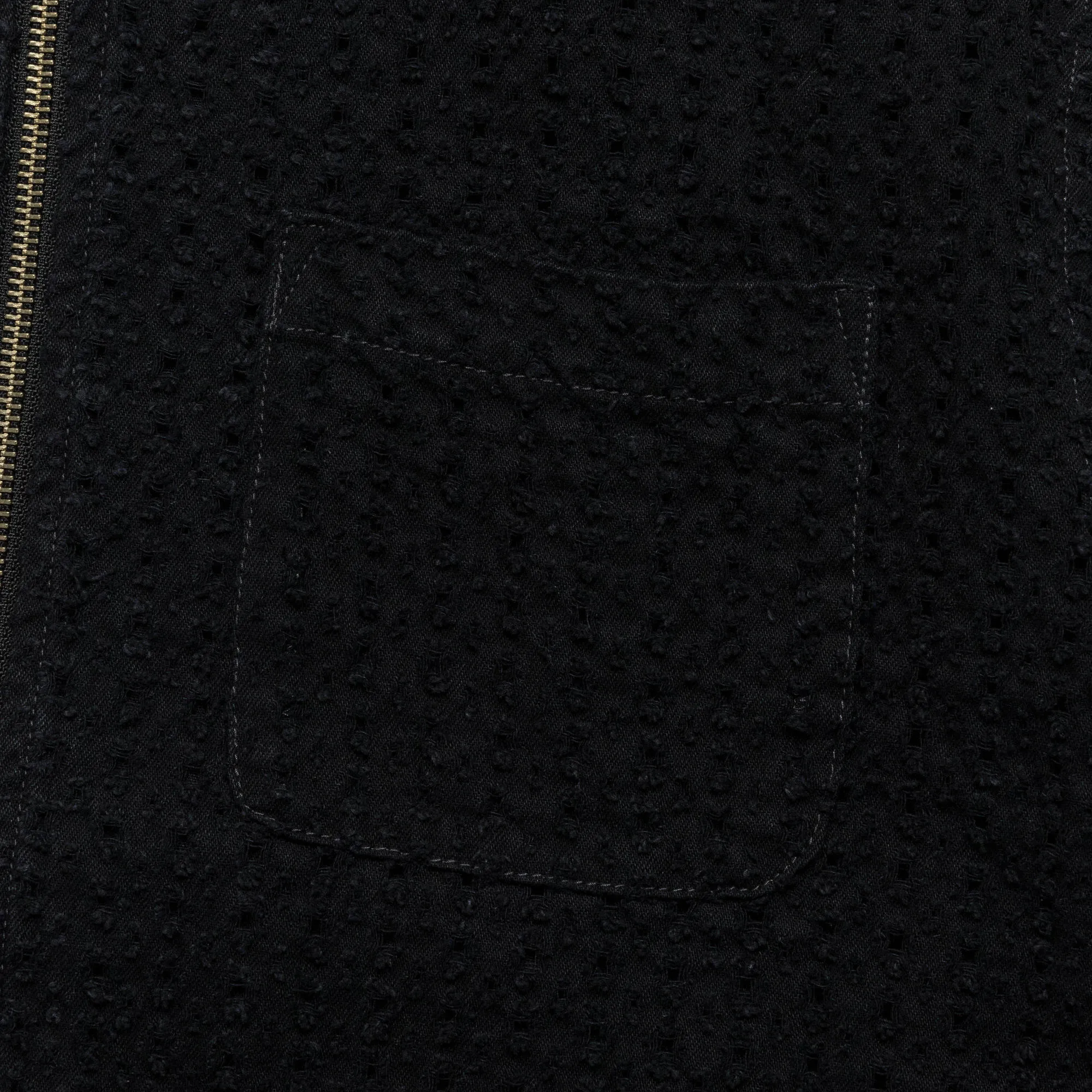 Damaged Denim Zip SS Shirt - Black
