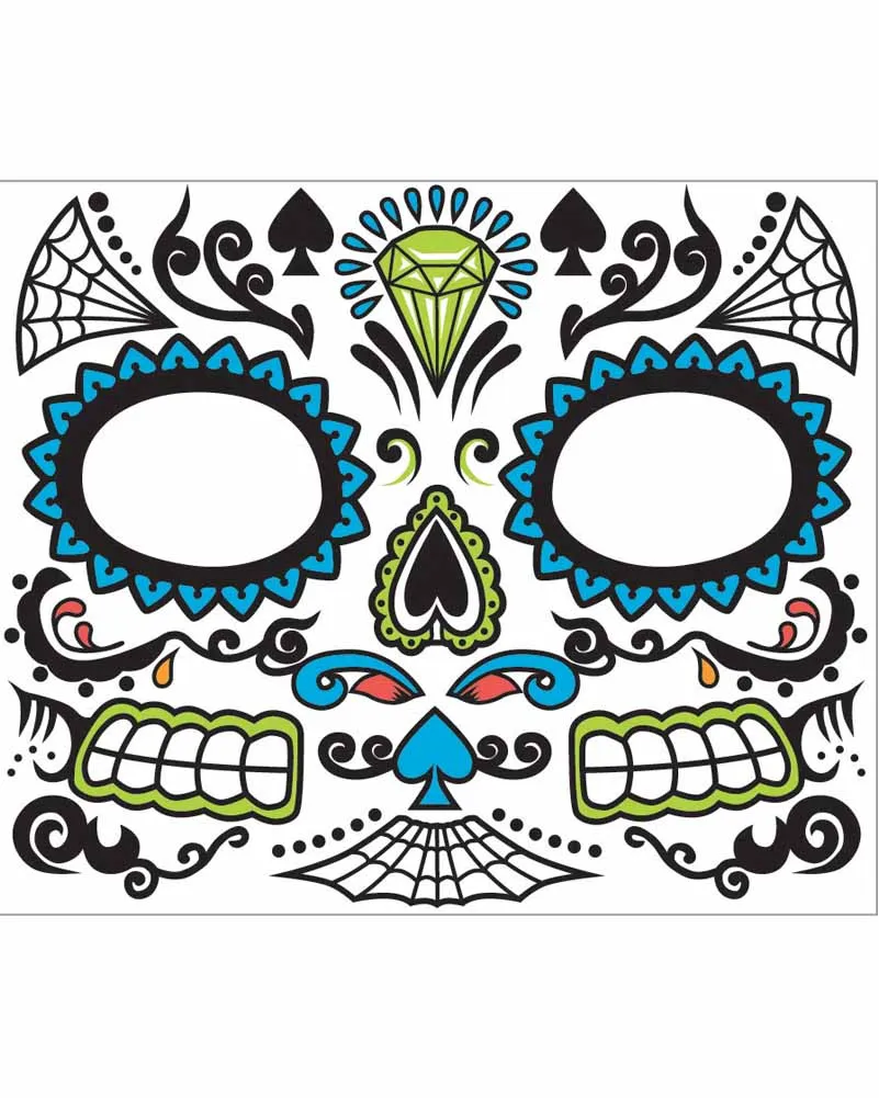Day of the Dead Blue Tattoo Face