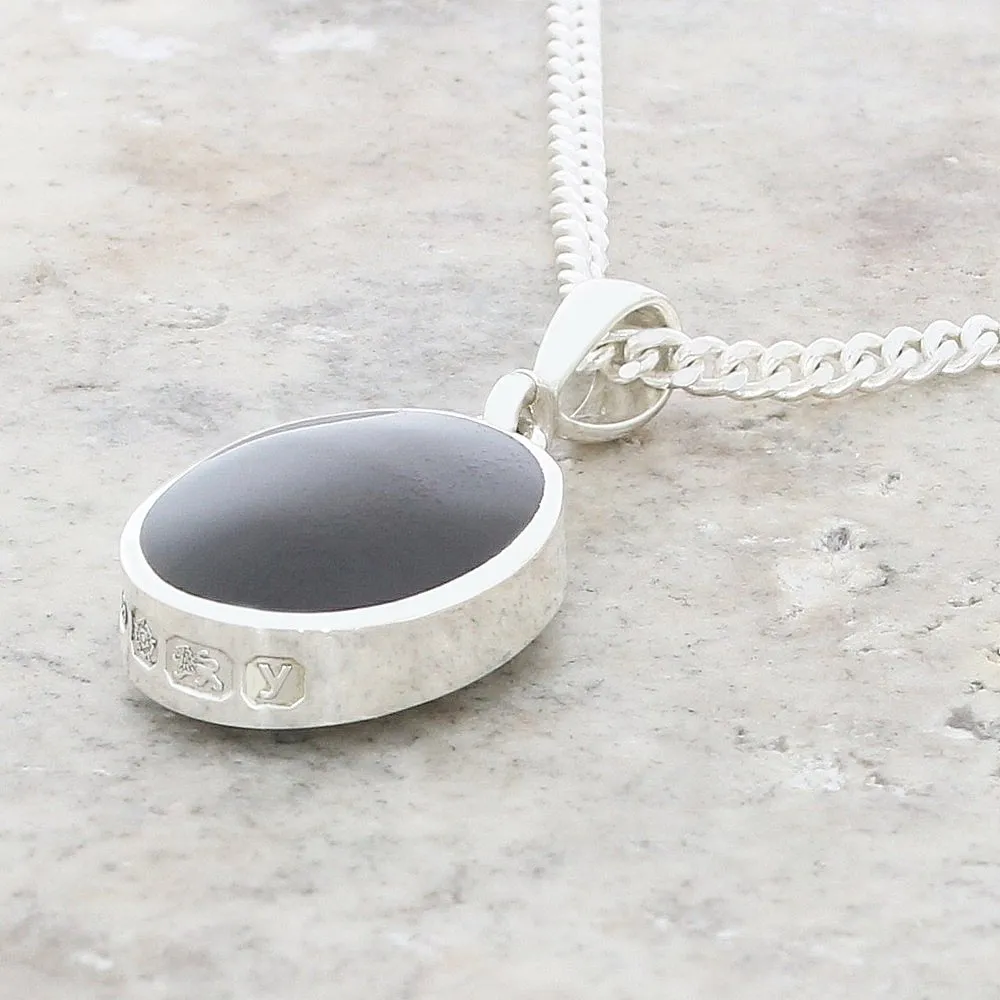 Derbyshire Blue John Oval Reversible Pendant and Chain
