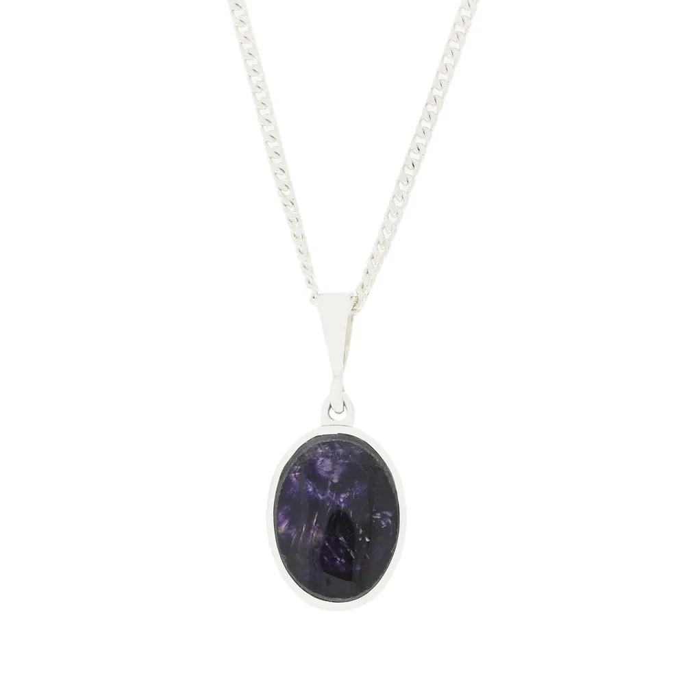Derbyshire Blue John Oval Reversible Pendant and Chain
