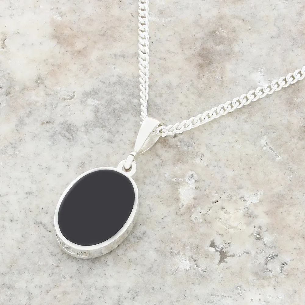 Derbyshire Blue John Oval Reversible Pendant and Chain