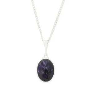 Derbyshire Blue John Oval Reversible Pendant and Chain