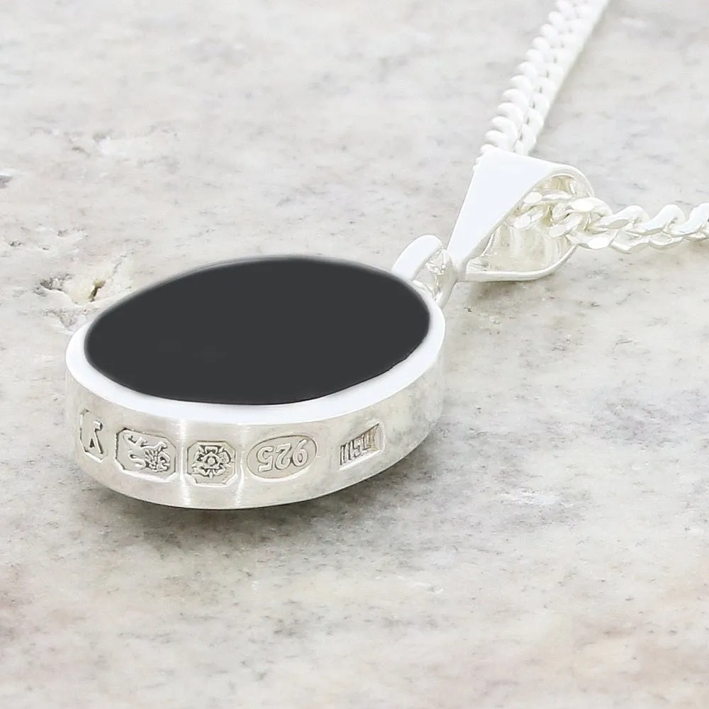 Derbyshire Blue John Oval Reversible Pendant and Chain