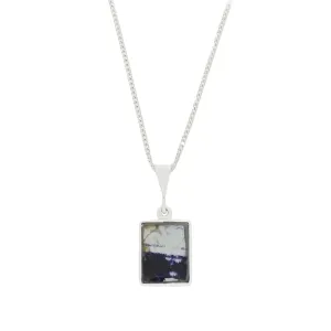 Derbyshire Blue John Rectangular Shape Reversible Pendant and Chain