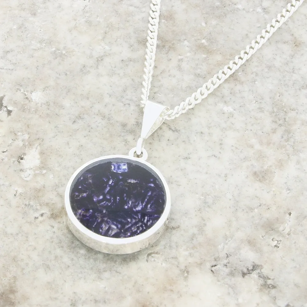 Derbyshire Blue John Reversible Round Pendant and Chain
