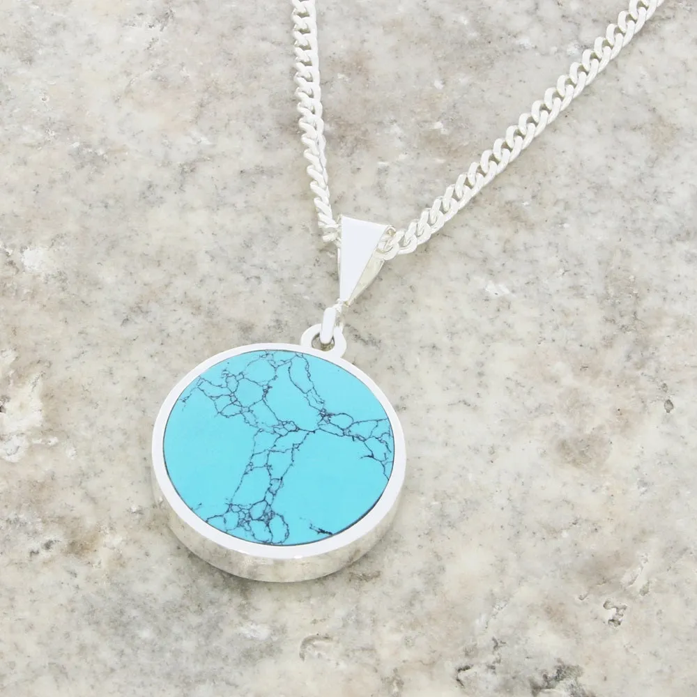 Derbyshire Blue John Reversible Round Pendant and Chain