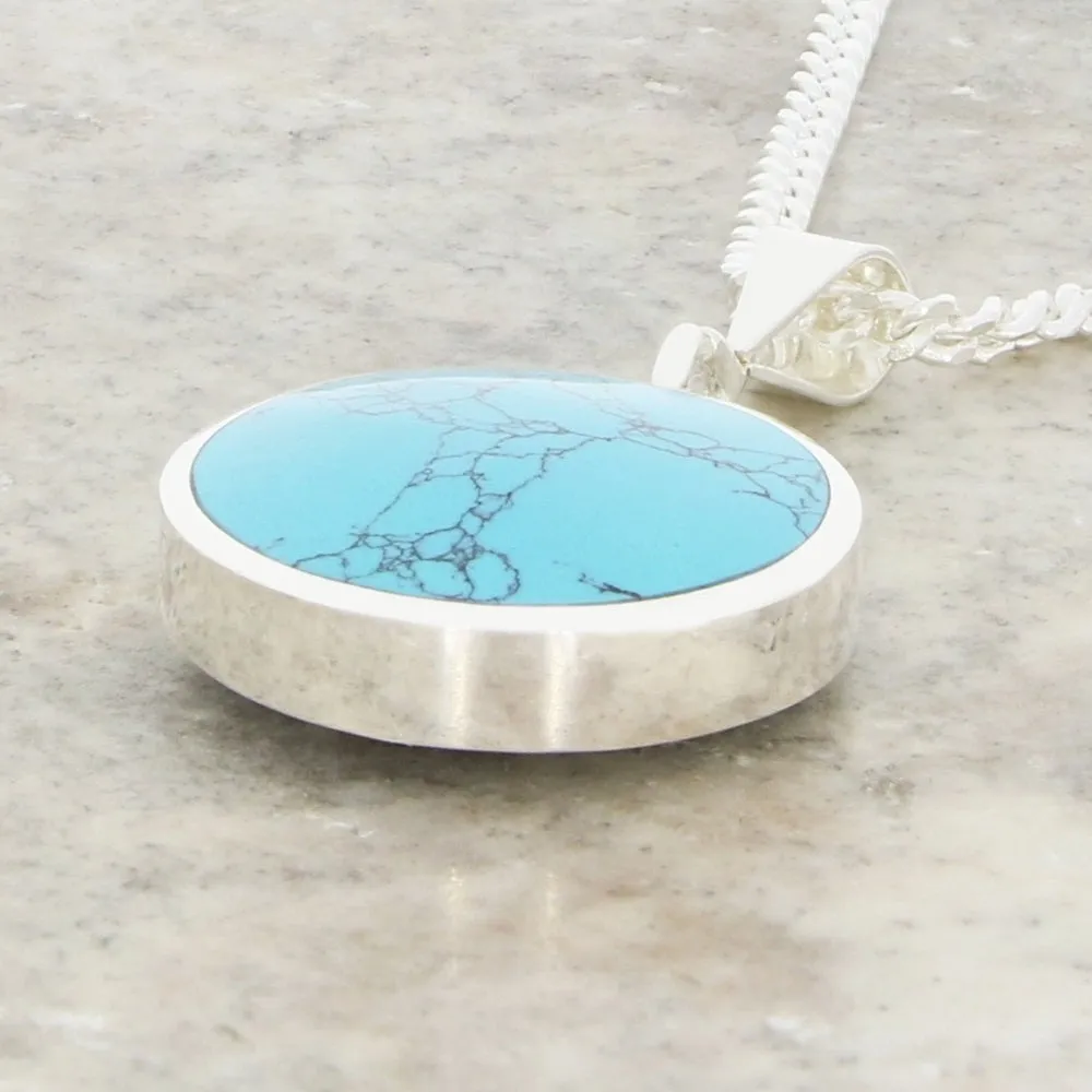 Derbyshire Blue John Reversible Round Pendant and Chain