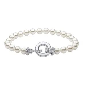 Diamonfire Shell Pearl Bracelet B5472 - Cubic Zirconia Fancy Clasp