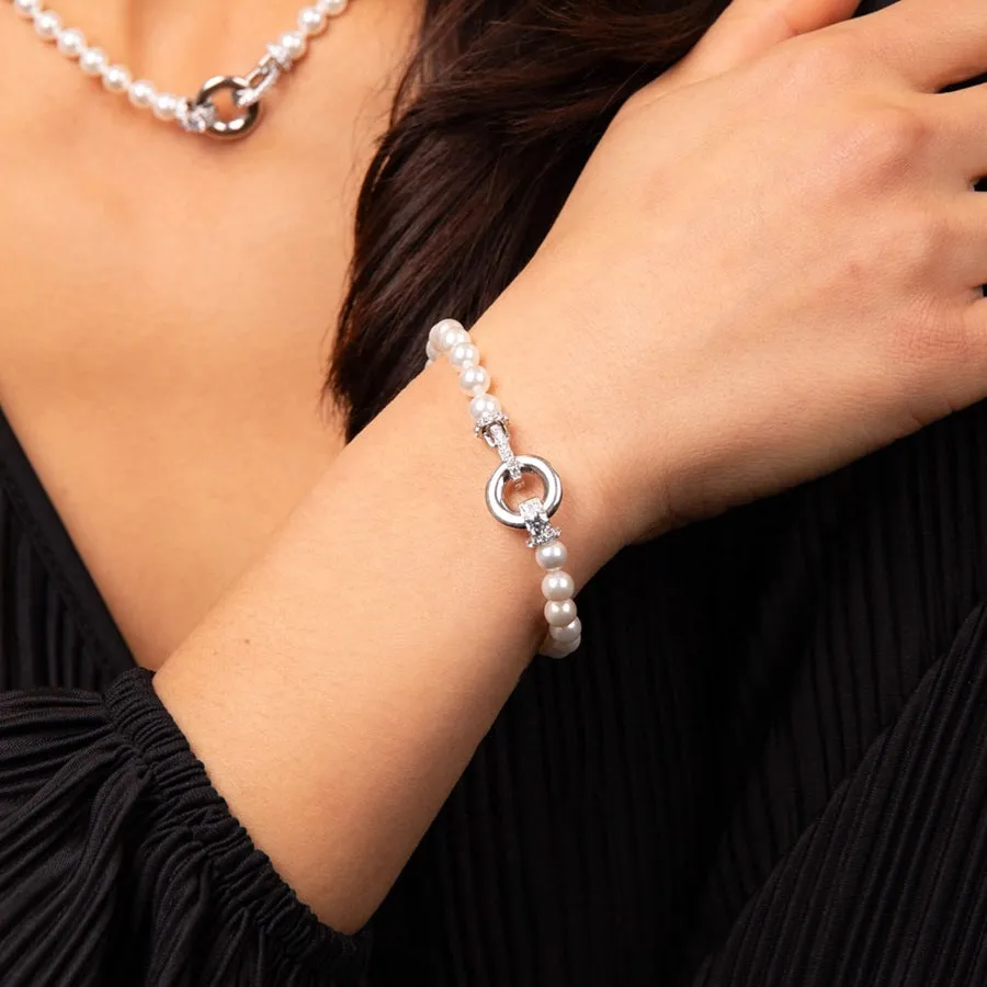 Diamonfire Shell Pearl Bracelet B5472 - Cubic Zirconia Fancy Clasp