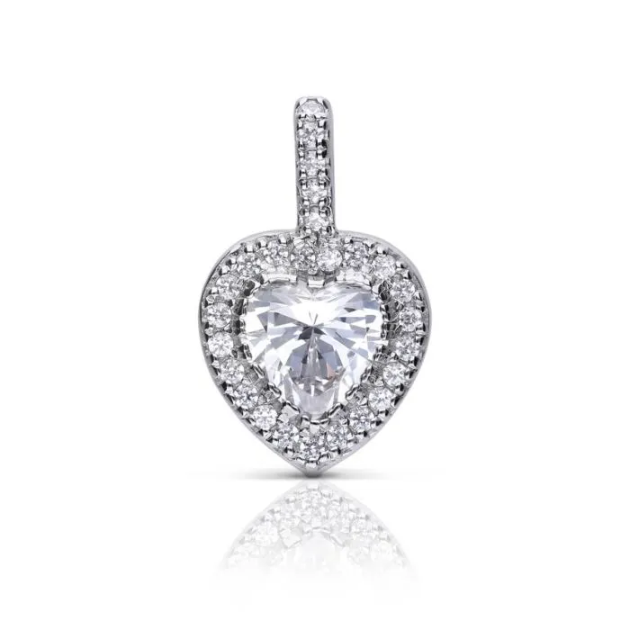 Diamonfire Sterling Silver Heart Shaped Zirconia Pendant and Chain P4616