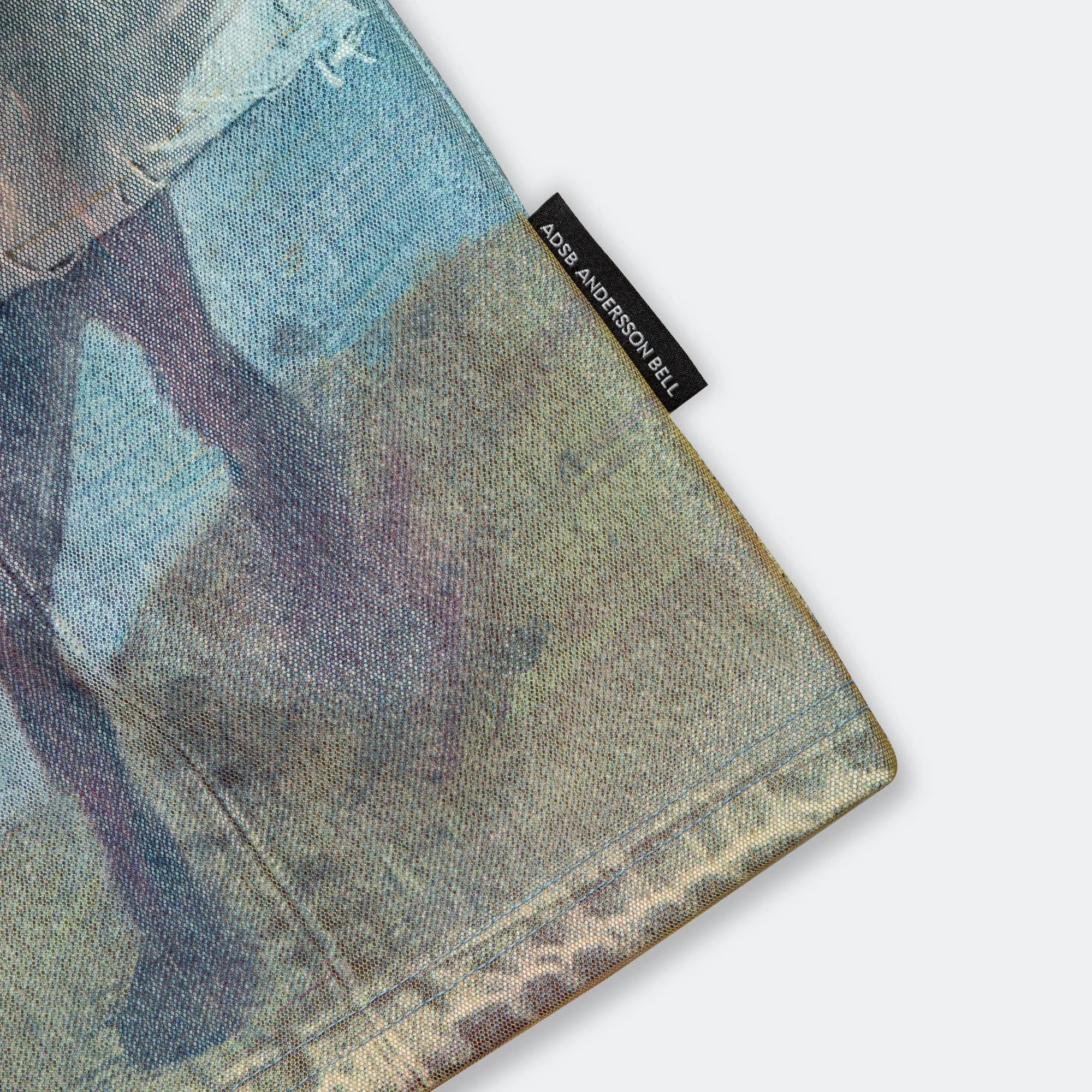 Double Layer Cowboy Printed Mesh Shorts - Blue