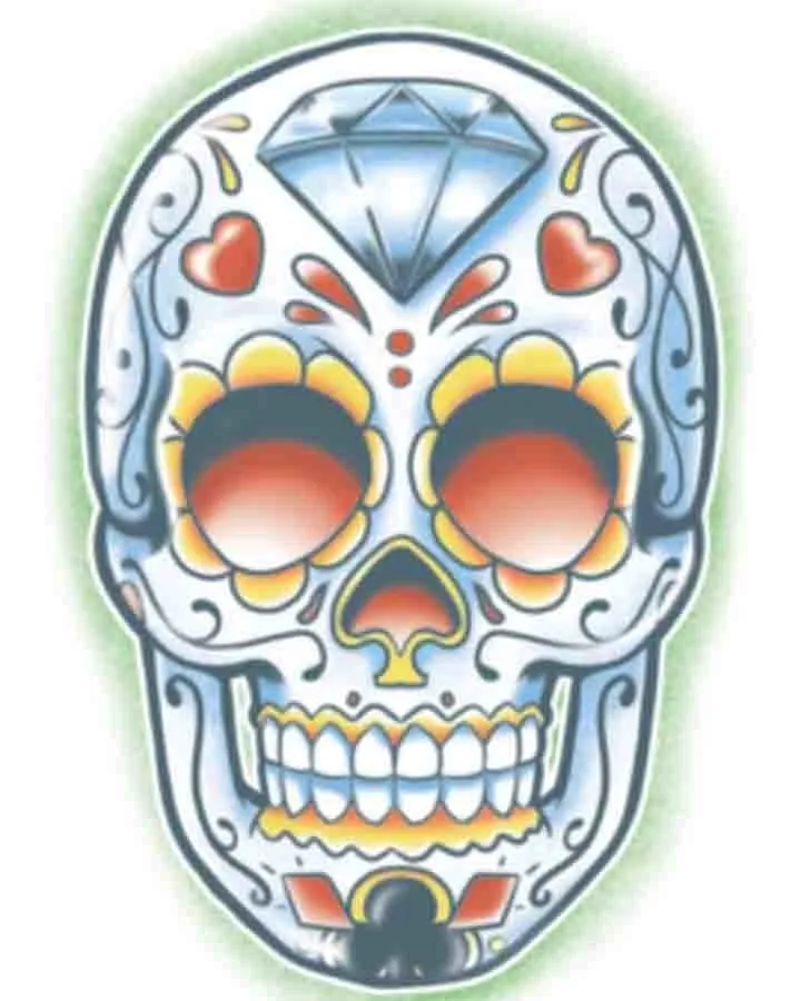 El Jugador Day of the Dead Temporary Tattoo