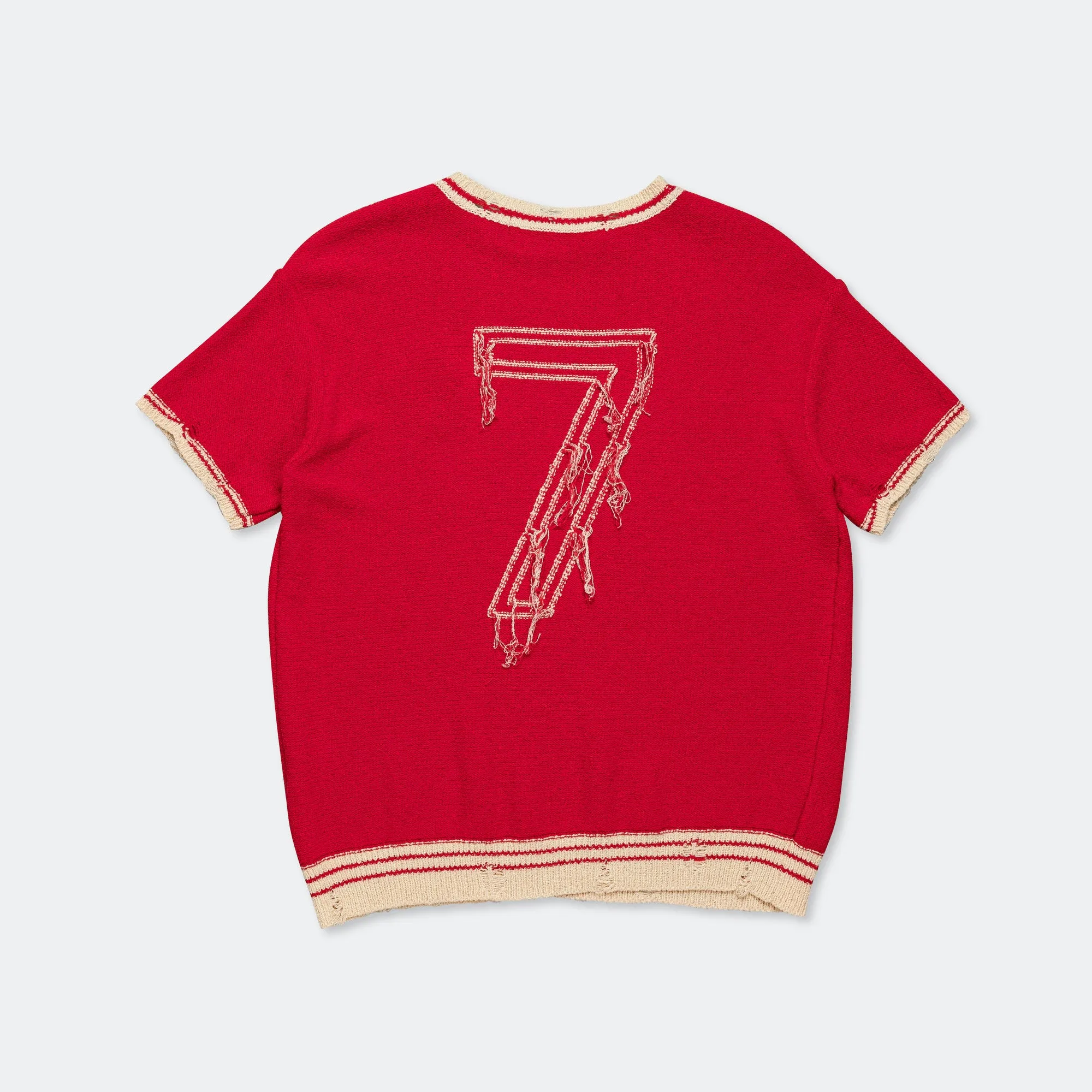 Football Short Sleeve Sweater - Red