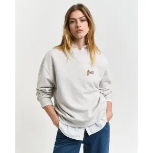 GANT Script Graphic Crew Neck Sweatshirt Grey Melange 4201239
