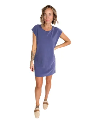 Garland Cotton Mini Dress- DUSTY INDIGO