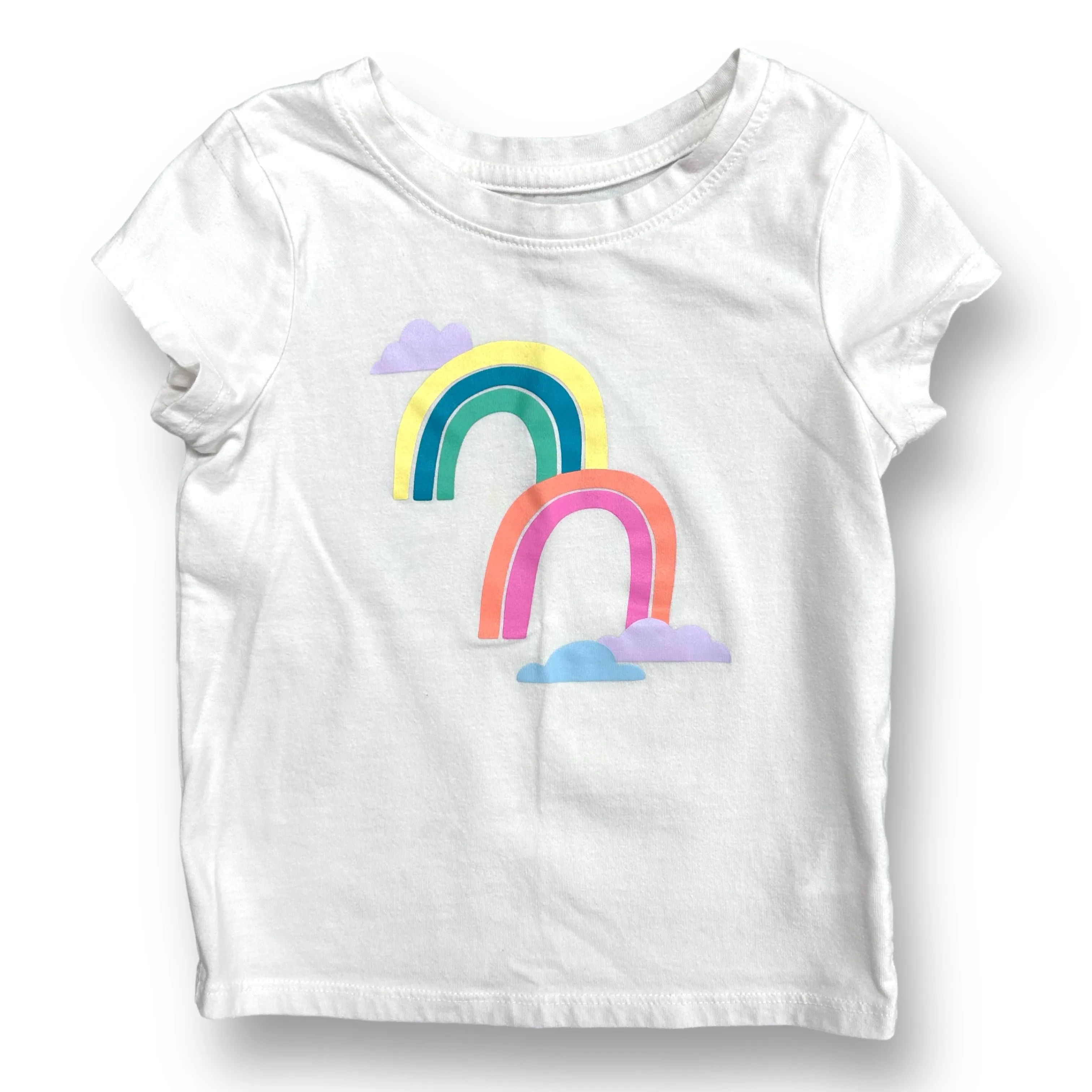 Girls Cat & Jack Size 2T White Rainbow Short Sleeve Shirt