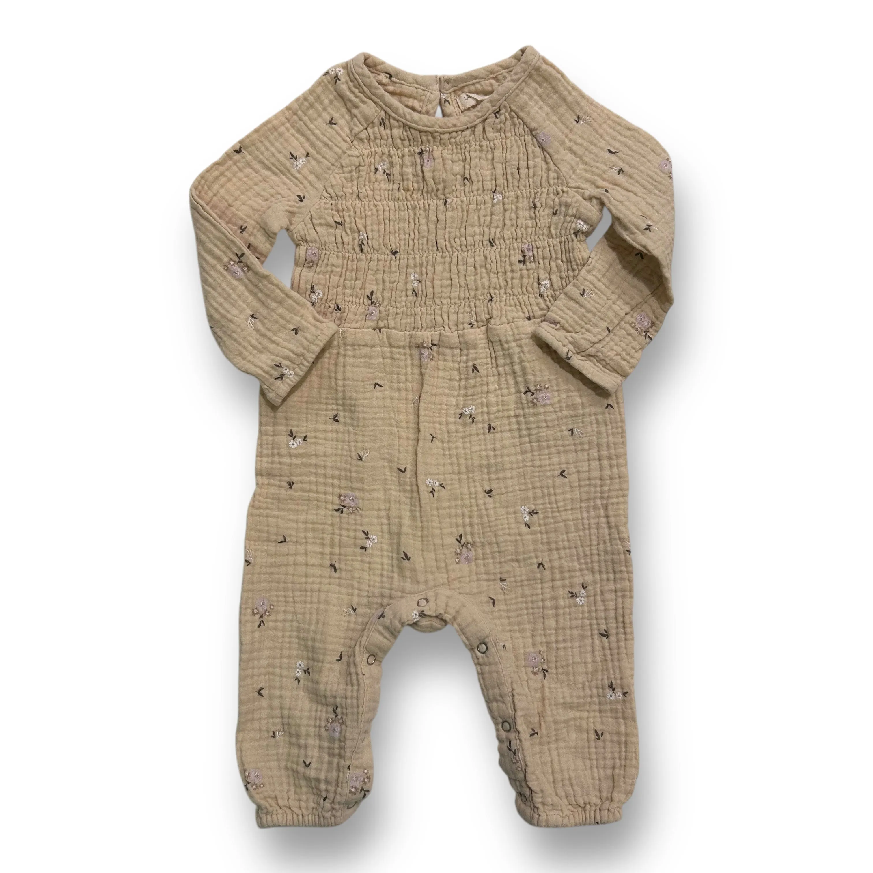 Girls Grayson Collective Size 6-9 Months Beige Smocked Romper