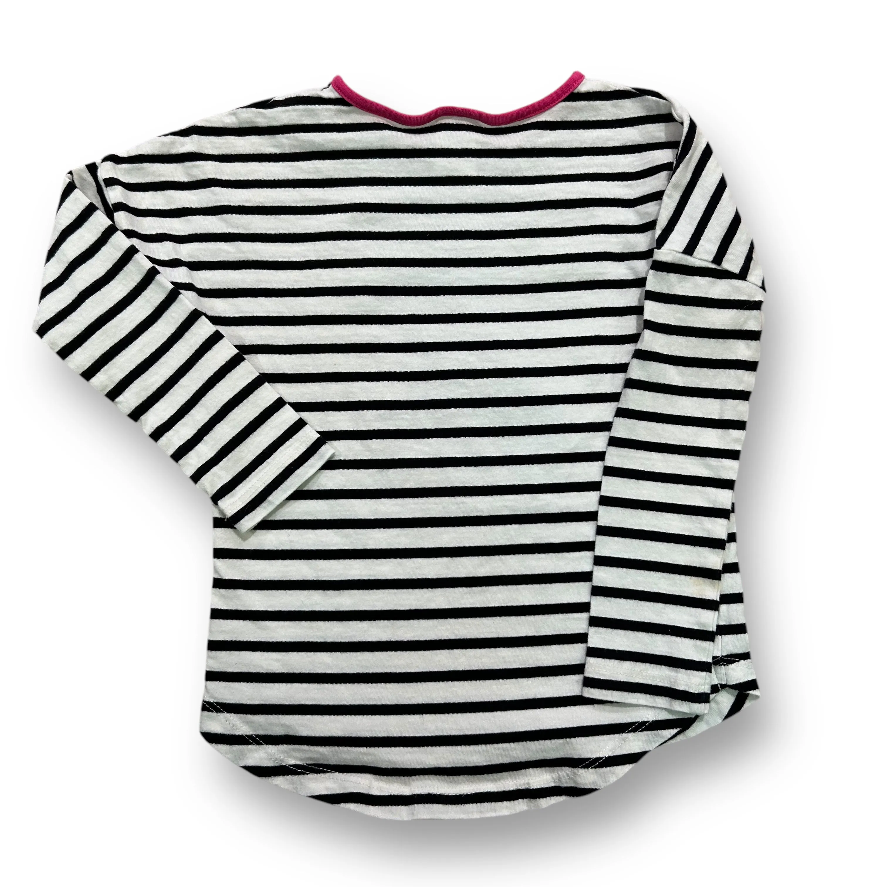 Girls Gymboree Size 4 B&W Striped Long Sleeve Sequin Kitty Shirt